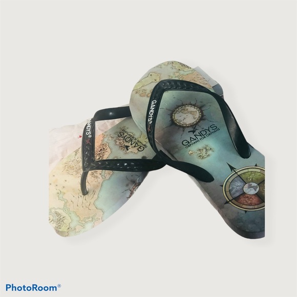 Gandys flip flop in blue map print - Picture 4 of 9